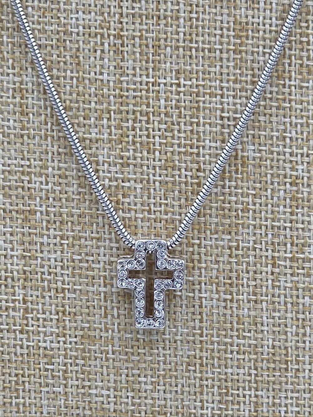 Premier Designs Dainty Silver Pave Cross Pendant Necklace